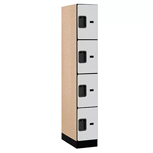 Salsbury Industries Four Tier Designer Wood Locker, Gray, 6' 1" x 21"