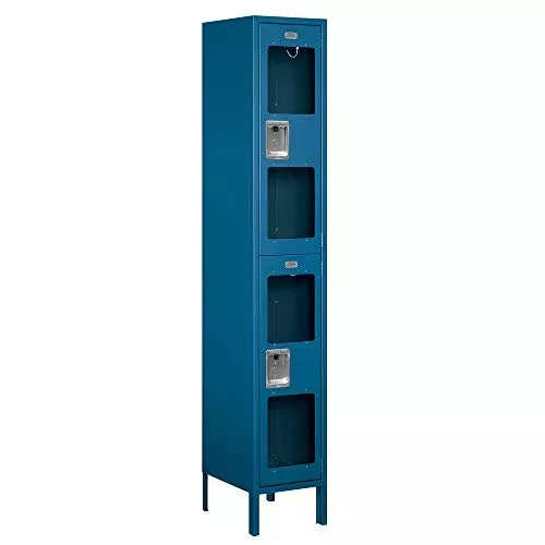 Salsbury Industries S-52165BL-U 15" Double Tier, 1 Wide x 6 Feet High x 15 Inches Deep, Unassembled See-Through Metal Locker, Blue
