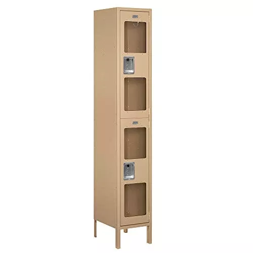 Salsbury Industries S-52168BL-A 15" Double Tier, 1 Wide x 6 Feet High x 18 Inches Deep, Assembled See-Through Metal Locker, Blue