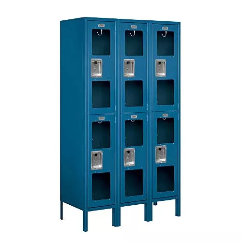 Salsbury Industries S-62355GY-A 12" Double Tier, 3 Wide x 5 Feet High x 15 Inches Deep, Assembled See-Through Metal Locker, Gray