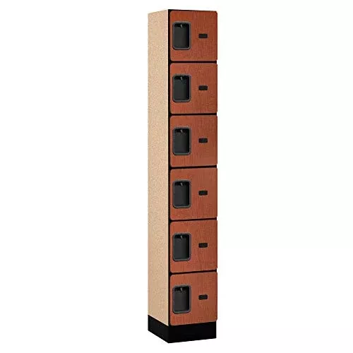 Salsbury Industries Six Tier Box Style Designer Wood, Cherry, 6' 1" x 15" Lockers