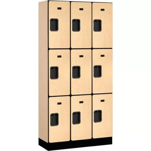 Salsbury Industries Triple Tier Designer Wood Locker, Maple, 6' 3" x 15"