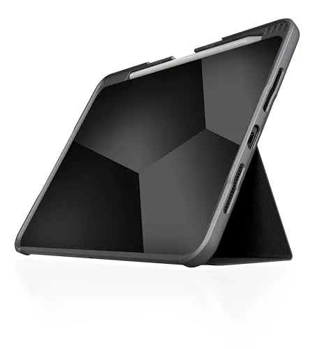 STM Dux Plus Case for iPad Pro M4 13" – Military-Grade Drop Protection, Apple Pencil Charging & Storage, Magnetic Closure, Transparent Back, Auto Wake/Sleep, Water-Resistant Cover – Black