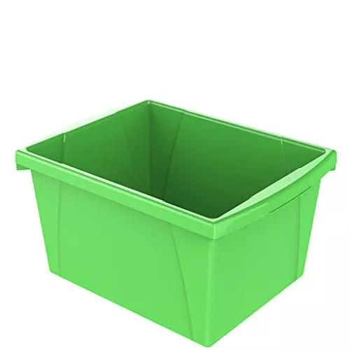 Storex 4 Gallon Storage Bin – Plastic Classroom Organizer for Books and Supplies, Green, 1-Pack (61480A06C)