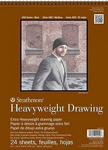 Strathmore 400 Series Heavyweight Drawing Paper Pad, Top Wire Bound, 18x24 inches, 24 Sheets (100lb/163g) - Artist Paper for Adults and Students - Charcoal, Colored Pencil, Ink, Pastel, Marker