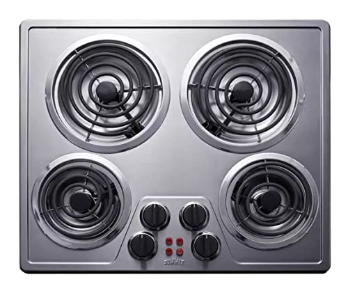 Summit 24" Electric Cooktop, 4 Burners, 208-240V Coil Cooktop, ADA Compliant, Stainless Steel- CR4SS24
