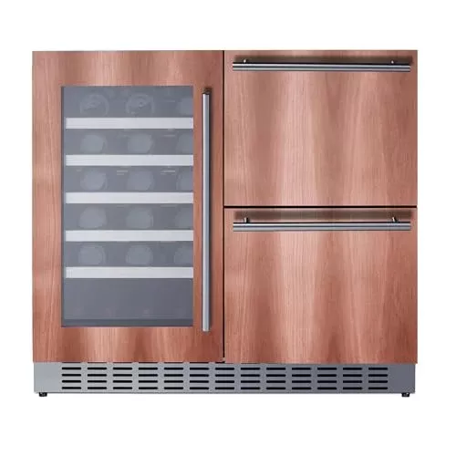 Summit 36” Wine Cellar and Two Drawer Refrigerator Combination, 34 Bottle Capacity, ADA Compliant, Commercial, Built-in, Undercounter, Stainless Steel - ADRWC36 (Stainless Steel)
