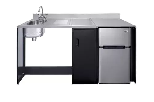 Summit 72" Wide All-in-One Kitchenette, Barrier Free Kitchenette, Refrigerator, Sink, Wheelchair Accessible, Black and Stainless - CK72ADALBFNCK