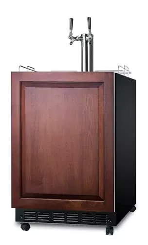 Summit Appliance 24" Wide Beer Kegerator/Refrigerator Combo, Black Interior, Caster Wheels, Residential/Commercial Use (LHD, Beer)