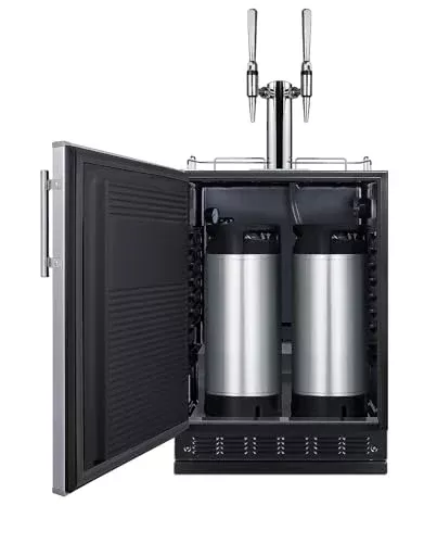 Summit Appliance 24" Wide Nitro Coffee Kegerator/Refrigerator Combo, Black Interior, Caster Wheels, Residential/Commercial Use (LHD, Nitro Coffee)
