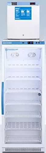 Summit Appliance ARG12PV-FS24LSTACKMED2 Stacked Combination of ARG12PV All-Refrigerator with FS24LMED2 All-Freezer, Silver-ion Handle, Hospital grade Cord with 'Green Dot' Plug, Manual Defrost