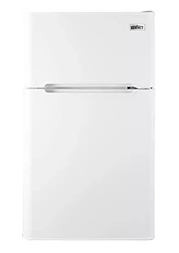 Summit Appliance CP34WMC MOMCUBE Refrigerator-Freezer, 19" Wide, 3.2 cu.ft, Right Handle Door, Adjustable Glass Shelf, 2-Door Design, Pull-Out Drawer, Cycle Defrost, Adjustable Thermostat