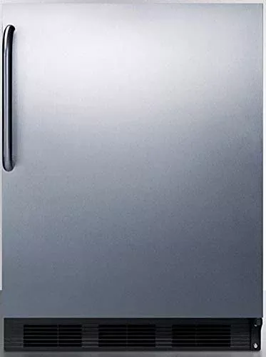 Summit Appliance CT663BKSSTB 24" Wide Refrigerator-Freezer; 5.1 cu.ft; Professional Towel Bar Handle; Cycle Defrost; Adjustable Glass Shelves; Door Storage; Wine Shelf; Interior Light