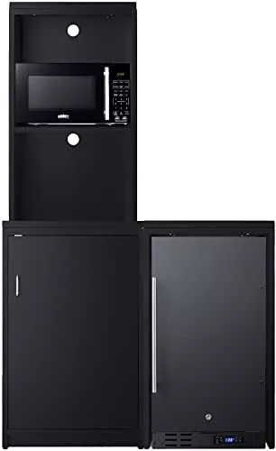 Summit Appliance CWSUITE43R 43" Wide Casework Suite, Black; Refrigerator and Microwave Included; ADA Compliant Countertop Height; Leveling Legs; Versatile Configuration; Each Cabinet Ships Assembled