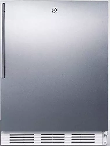 Summit Appliance FF7LWBISSHVADA ADA Compliant Built-in Undercounter All-Refrigerator for General Purpose Use with Auto Defrost, Lock, Stainless Steel Door, Thin Handle and White Cabinet