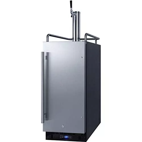 Summit Appliance SBC15NKCSS Built-in 15" Wide Commercially Listed Kegerator with Auto Defrost, Digital Thermostat, Versatile Kegerator, Front Lock, Sealed Back and Complete Stainless Steel Exterior