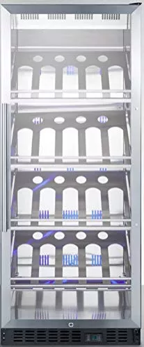 Summit Appliance SCR1156CHCSS Full-Size Commercially Listed Wine Cellar with Stainless Steel Interior, Champagne Shelving, Digital Controls, Self-Closing Glass Door and Stainless Steel Cabinet
