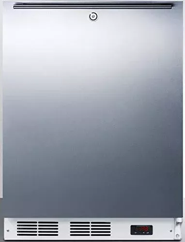 Summit Appliance VT65MLBISSHHADA ADA Compliant Built-in Medical All-Freezer Capable of -25ºC Operation with Front Lock, Wrapped Stainless Steel Door, Horizontal Handle and White Cabinet