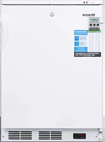Summit Appliance VT65MLBIVAC Built-in Undercounter Vaccine Storage All-Freezer with Digital Thermostat, Temperature Alarm, Self-closing Door, Lock, Hospital Grade Cord and White Exterior