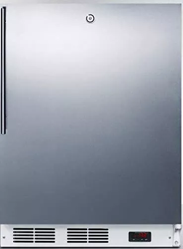 Summit Appliance VT65MLSSHVADA ADA Compliant Freestanding Medical All-Freezer Capable of -25ºC Operation with Lock, Manual Defrost, Wrapped Stainless Steel Door, Thin Handle and White Cabinet