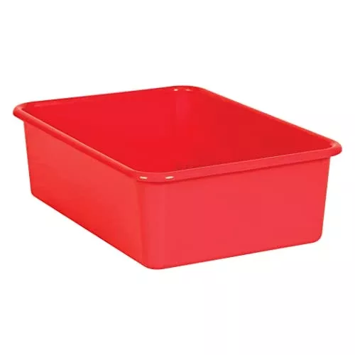Teacher Created Resources TCR20404-3 Plastic Storage Bin, Large, 16.25-Inch x 11.5-Inch x 5-Inch, Red, Pack of 3