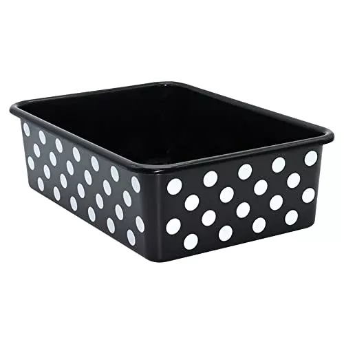 Teacher Created Resources White Polka Dots on Black Large Plastic Storage Bin