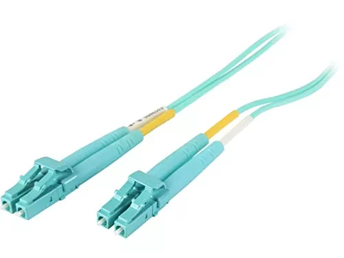 Tripp Lite 10-ft Fiber Optic LC/LC Duplex Patch Cable, Aqua N820-03M-OM4