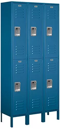 Unassembled Double Tier 3 Wide Standard Locker Color: Blue, Size: 78" H x 12" W x 12" D