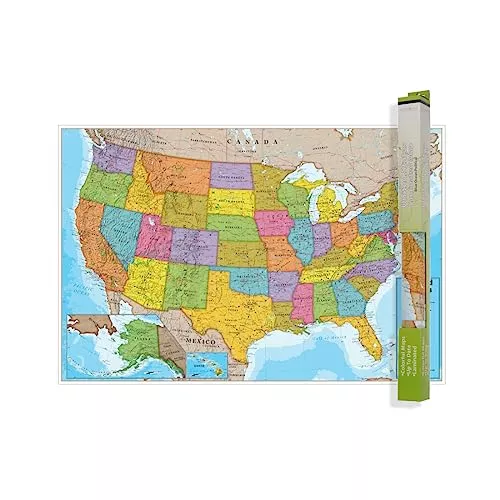 Waypoint Geographic Contemporary Series World Wall Map, Laminated World Map Poster, Educational Wall Art For Home, Classroom, or Office, Unique Gifts, 24” x 36”