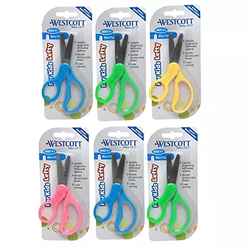 Westcott School Kumfy 5" Metal Blunt Tip, Assorted Colors, Pack of 6 (ACM13594-6)