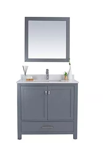 Wilson 36, Grey Cabinet White Quartz COUNTERTOP