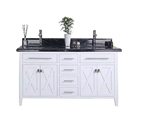 Wimbledon, 60, White Cabinet Black Wood Counter