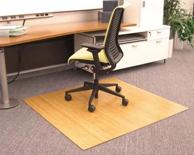 Work-of-Art Bamboo Rug Co.48 Inch x 42 Inch NATURAL Bamboo Roll-Up Chair Mat- no tongue.5mm thick.felt backing